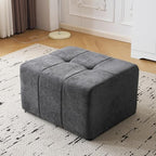 Square Stuffed Pouf Ottoman,Chenille Poufs with Foam Chunk Filling, 27.9 X 16.1 Floor Poufs for Sofa,Accent Foot Rest Stool for Living Room, Grey - color: Grey