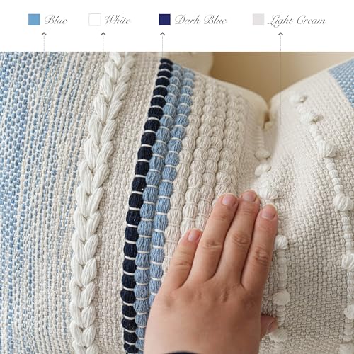 BlissBlush Coastal Blue Decorative Lumbar Pillow Cover 14x36 Boho Long Body Pillow for Bed Farmhouse Lumbar Throw Pillow for Couch Modern Accent Textured Throw Pillowcase - color: Coastal Blue, size: 36" x 14" (Pack of 1)