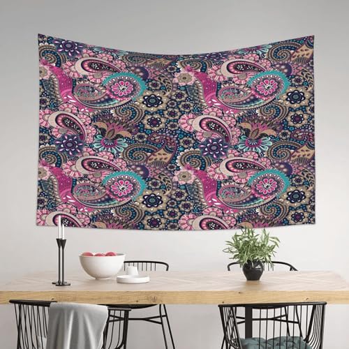 RTAFGU Perris Tapestry, Vintage Paisley Floral Pattern, Bohemian Ethnic Accent Aesthetic Wall Hanging Tapestries for Living Room, Bedroom, Dorm Party Home Decoration 40" L x 28" W - color: Perris_2804, size: 40"L x 28"W