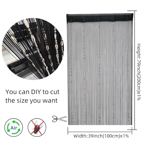 ave split 100cmX200cm Decorative Door String Curtain Beads Wall Panel Fringe Window Room Divider Blind for Wedding Coffee House Restaurant Parts Door Divider Beads Tassel Screen Decoration (black25) - color: Black