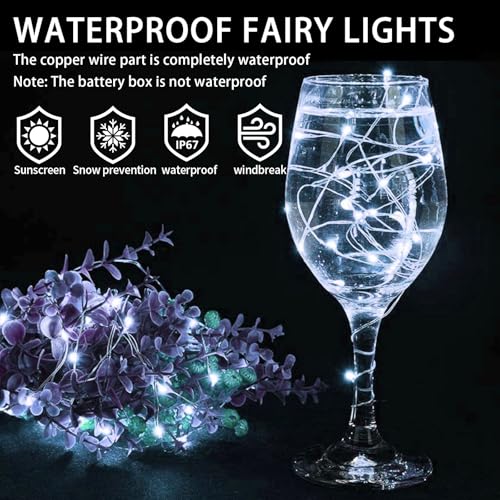 12 Pack White Fairy Lights Battery Operated, 7ft 20 LED Mini String Twinkle Lights for Christmas Halloween Easter Mason Jars Centerpiece Table Decorations (12, White) - color: White