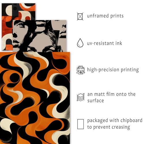 ANERZA 16 PCS Retro 70s Wall Art Decor, Eclectic Vintage Gallery Wall Prints for Bedroom, Abstract Minimalist Posters for Living Room Aesthetic, Collage Kit Pictures, 60s 80s 90s Dorm Home Decor - color: Orange, size: 11"x14" Unframed