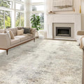 Capslpad 9x12 Abstract Area Rug, Non-Slip Washable Foldable Rug, Low Pile Ultra Soft Non-Shedding, Modern Beige Stain Resistant Large Rug for Living Room, Bedroom, Office, Dining, Room - color: Beige, size: 9' x 12' (Rectangular)