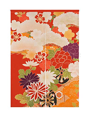 LIGICKY Japanese Style Doorway Curtain Noren Cotton Linen Retro Flowers Printed Window Treatment Hanging Door Tapestry for Home Decoration 33.5" Width x 47.2" Long, Colourful - color: Retro Flowers, size: 33.5"W x 47.2"L (Pack of 1)
