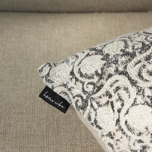 Handblock Printed Vintage Indian Cotton Decorative Throw Pillow Covers, Set of 2 (Charcoal Floral, 12" x 20" (Pack of 2)) - color: Charcoal Floral, size: 20" x 12" (Pack of 2)