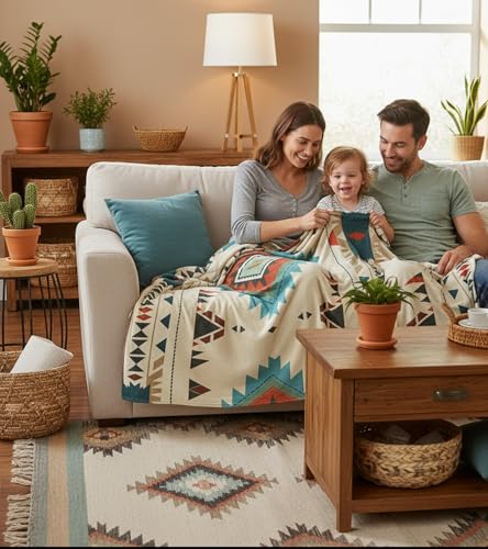 Aipon Boho Aztec Throw Blanket 50"x 60", Western Indian Native American Blanket Southwestern Decor, Beige Soft Cozy Lightweight Throws Blankets Gifts for Women Men Couch Bed Sofa Chair - color: Beige, size: 50.00'' × 60.00''