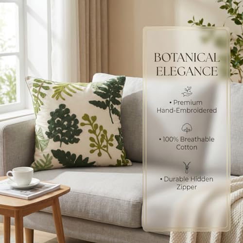 YIcabinet Pack of 2 Throw Pillow Covers,Embroidered Tree Pattern Pillow Case Soft Square Decorative Pillowcases for Home Sofa Couch 18x18 Inch - color: White31