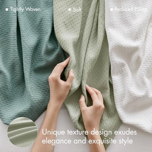 Madison Park 100% Egyptian Cotton Lightweight Summer Blanket, Breathable Waffle Knit Design, Soft Cozy All-Season Throw for Bed, Couch or Sofa, Sage Green King Size (108"x90") - color: Sage Green, size: King