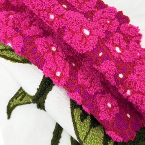 Alysheer Hydrangea Embroidered Decorative Throw Pillow Covers 18"x 18" Set of 2, Summer Floral Tufted Patterned Hot Pink Cotton Cushion Cases for Couch Bed Living Room Decor - color: Hydrangea Hot Pink, size: 18" x 18" (Pack of 2)