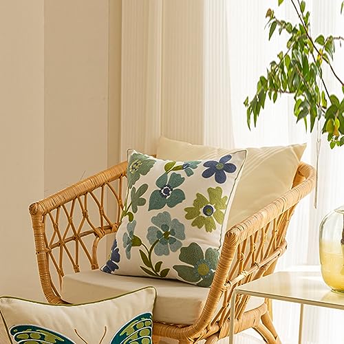 YIcabinet Pack of 2 Throw Pillow Covers,Flower Embroidery Pillow Case Soft Square Decorative Pillowcases for Home Sofa Couch 18x18 Inch - color: Flower