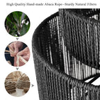 16 Inch Large Natural Simple Hand Weaved Rattan Pendant Lamp, Coastal Beach Black Rope Hanging Pendant Light Fixture for Dining Room Living Room Bedroom Kitchen Foyer - size: 6719