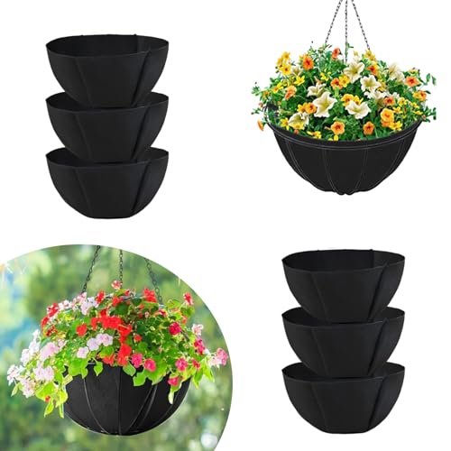 hehimhis 6Pcs 16 Inch Round Non-Woven Planter Basket Liner, Hanging Basket Fabric Liners Coco Fiber Liner Replacement for Hanging Flower Pot (6, 16inch) - size: 16inch