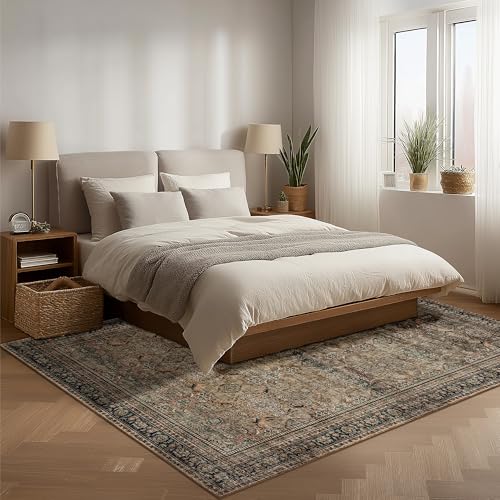 Ruaruarug Washable Area Rug 4x6 for Living Room Bedroom, Ultra Soft Non Slip Stain & Fade Resistant, Pet & Kids Friendly, Suitable for High Traffic Areas Easy to Clean for Kitchen, Vintage Brown - color: Vintage Brown, size: 4' x 6' (Rectangular)