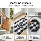 Home Sweet Home Doormat Set, 2-Piece Layered Front Porch Mat Combo, Natural Coir Welcome Mat with Black and White Buffalo Plaid Rug, Farmhouse Outdoor Entryway Decor for Porch, Patio, Home