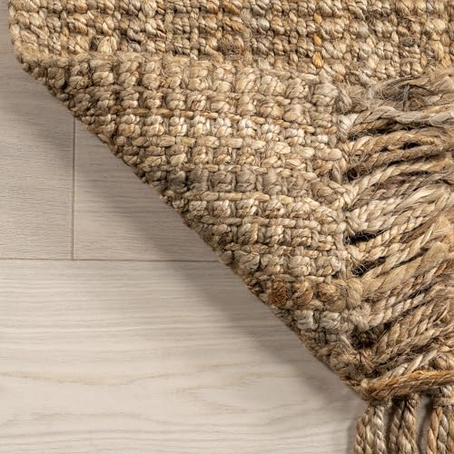 Nuloom Daniela Natural, 4' Square, Handmade, Jute, Tassel, Soft and Textured, High Traffic, Stain Resistant, Easy Clean, Durable Area Rug for Bedroom, Living Room, Dining Space, Foyer, Entryway - color: Natural, size: 4' x 4' (Square)