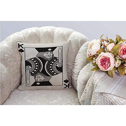 HGOD DESIGNS Poker Card Throw Pillow Cover,King of Spade Spades Playing Casino Vegas Decorative Pillow Cases Cotton Linen Square Cushion Covers for Home Sofa Couch 18x18 inch - color: Color Z18