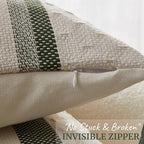 Boho Throw Pillow Covers with Tassels Woven Set of 2, 18x18 Inch Striped Textured Couch Throw Pillows for Couch Bed Sofa Bedroom Modern Funky (Sage Green, 18"x18"(Pack of 2)) - color: Sage Green