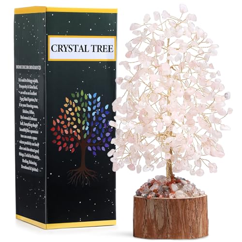 MAIBAOTA Rose Quartz Crystals Tree of Life Pink Office Home Decor Good Luck Handmade Feng Shui Spiritual Gifts for Women - color: Pink02