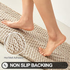 Sunfly Waffle Runner Rug Bathroom, Boho Bath Mat Super Absorbent & Quick Dry, Non-Slip Washable with Tassels, Ultra Soft Farmhouse Long Bathroom Rug 24"x72" Beige - color: Beige, size: 2' x 6' (Rectangular)