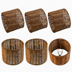 Round Chandeliers Lamp Shades Set of 6, Small Rattan Lampshades, Mini Cylinder Woven Lamps covers,Boho Lampshades Replacement, Clip on Lamps Shades for Floor Lamp Wall Sconces