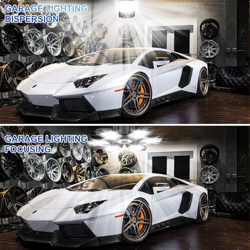 6 Pack 220W Garage Light Ceiling Led Deformable LED Shop Lights for Workshop E26 E27 Screw in Garage - size: 6 PACK