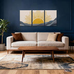 Frimeeme Modern Sun Boho Wall Art Set of 3,Boho Sun Canvas Print Set,12" x 16" Each Framed, for Living Room/Office/Bedroom/Kids Room