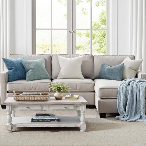 MIULEE Pack of 2 Blue Throw Pillow Covers 18x18 Inch Coastal Summer Modern Boho Accent Decorative Pillow Covers Soft Chenille Farmhouse Cushion Covers for Home Decor Couch Bed Sofa Living Room - color: Blue, size: 18" x 18" (Pack of 2)
