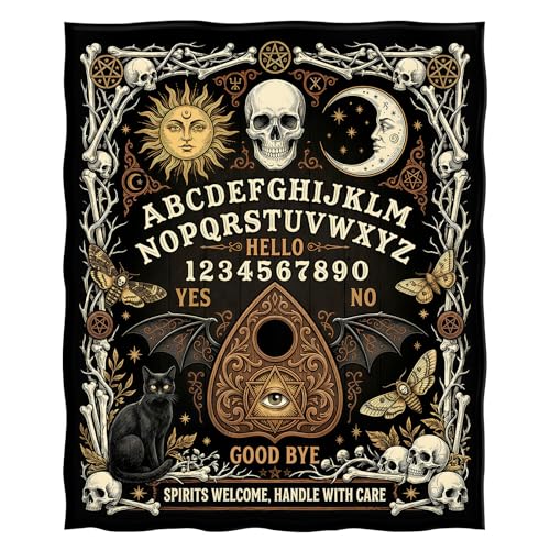 Levens Ouija Board Throw Blanket - Lightweight Soft Cozy Flannel Lap Blankets for Napping- Moody Decor for Couch Sofa Bed 50"x60" - Gothic/Witchy/Birthday Gifts for Occult Fans Women Men Teens - color: Ouija Board, size: 50"x60"