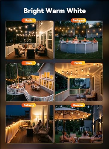 Minetom 31FT Outdoor String LED Patio Lights Waterproof,Shatterproof S14 Vintage Edison Bulbs,Commercial Grade Outside Hanging Lights Waterproof for Porch Deck Garden Backyard Balcony Cafe Bistro - size: 31 FT(9 Sockets)