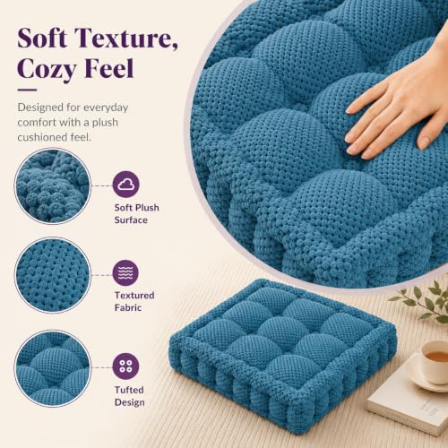 ChezMax Floor Pillow & Cushion, Large Meditation Chair Cushions, Thick Square Seat Pad, Soft Tufted Seating Pouf for Indoor/Outdoor Yoga Bench Rocking Chair Room Tatami Sofa, Royal Blue 20"x20" - color: Royal Blue L