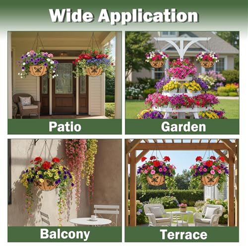 4 Pack 14 Inch Hanging Baskets for Plants Outdoor Metal Hanging Planter Basket with Coco Coir Liner Hanging Flower Baskets Hanging Flower Pots Holder for Garden, Patio(Butterfly) - size: 14 Inch, style: Contemporary