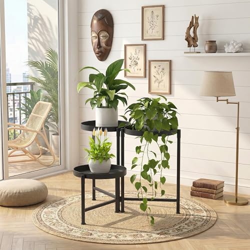 aboxoo 3 Tier Metal Plant Stand Modern NEW, Indoor Outdoor Multi-Tiered Plant Stand Display Tray, Flower Pot Stand for Indoor Home Outdoor Patio Balcony Yard - size: 3 Tier