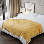 TREELY Knit Throw Blanket for Couch,Soft Knitted Blankets with Tassels Fringe 50" X 67.7", Decorative Lightweight Throws Blanket Farmhouse Bed Sofa Fall Outdoor, Yellow