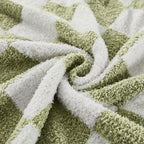 Checkered Throw Blanket, Sage Green Soft Cozy Fluffy Knitted Throw Blankets for Couch, Sofa, Bed, Chair, Warm Fuzzy Travel Picnic Lightweight Plaid Blanket, 60x80 inches - color: Sage Green, size: 60×80 Inch
