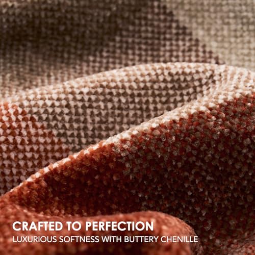 EverGrace Plaid Chenille Throw Blanket for Couch, Super Soft Cozy Decorative Fall Throw Blanket with Tassels for Bed Sofa Gift, Lightweight Harvest Plaid Throw Blanket for Autumn 50”x60” - color: Plaid Harvest Orange, size: 50"x60"