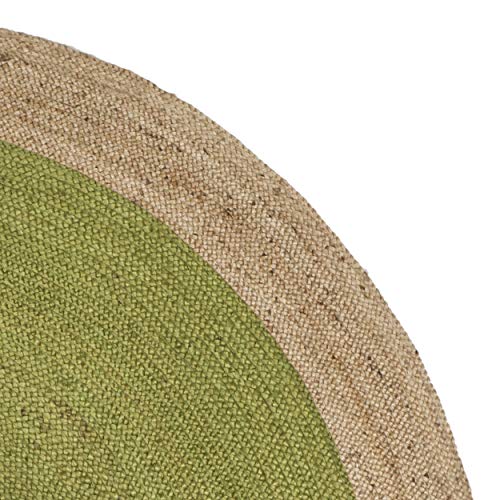 SAFAVIEH Area Rug 3' Round - Natural Fiber Collection - Green & Natural Brown, Handmade Jute, Braided Border Design (NF801G) - color: Green/Natural, size: 3' (Round)