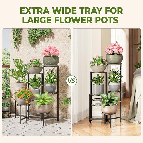 Plant Stand Outdoor,7 Tier Foldable Corner Tall Plant Shelf for Multiple Plants Flower Pot Holder Display Stand for Living Room Balcony Garden Patio -BlackS - color: BlackS, size: 7-tiers