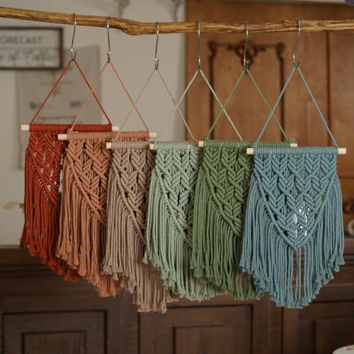 Nashibowu Small Macrame Wall Hanging Decor Boho Tapestry for Bedroom Living Room Dorm Nursery and Office, Cute Aesthetic Wall Art for Small Spaces for Teen Girls and Home Decor (Green, 16 * 10 Inch) - color: Green