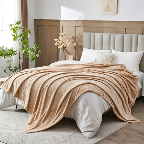NEWCOSPLAY Super Soft Queen Blanket Brown Premium Silky Flannel Fleece Leaves Pattern Lightweight Bed Blanket All Season Use (Brown, Queen(90"x90")) - color: Brown, size: Queen(90"x90")
