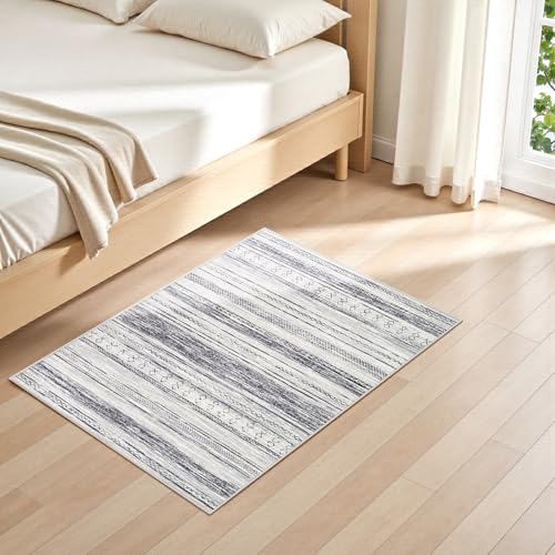 Tortania Area Rug Living Room Rugs - 2x3 Washable Soft Neutral Boho Moroccan Farmhouse Mat Indoor Floor Carpet for Bedroom Hallway Entryway Kitchen Home Office Decor - Grey - color: Grey, size: 2' x 3' (Rectangular)