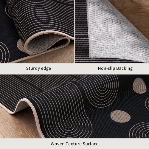 Tangsoo Rainbow Easy Jute 2x3 Outdoor Washable Rug for Entryway,Black Non-Slip Small Area Rug Farmhouse Throw Mats Modern Neutral Indoor Carpet for Entryway Kitchen Foyer Front Porch - color: Black Rainbow-3, size: 2x3ft