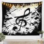 Manfei Musical Wall Hanging for Bedroom Living Room Black Musical Note Printed Wall Blanket Tapestries Music Theme Tapestry Soft Polyester Wall Art Hanging, Small 51.2 x 59.1 Inches - color: WW13319, size: 59.1"L x 51.2"W