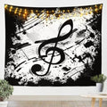 Manfei Musical Wall Hanging for Bedroom Living Room Black Musical Note Printed Wall Blanket Tapestries Music Theme Tapestry Soft Polyester Wall Art Hanging, XLarge 70.9 x 92.5 Inches - color: WW13319, size: 92.5"L x 70.9"W