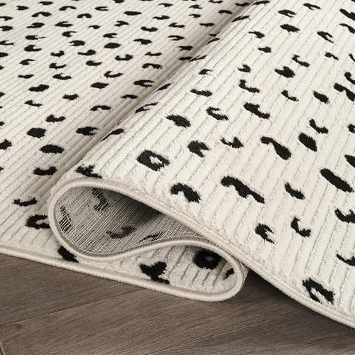 Abani Neutral Collection Cream Area Rug 6' x 9' for Living Room, Bedroom - Modern Design - Durable & Easy to Clean - color: Black, size: 6' x 9' (Rectangular)