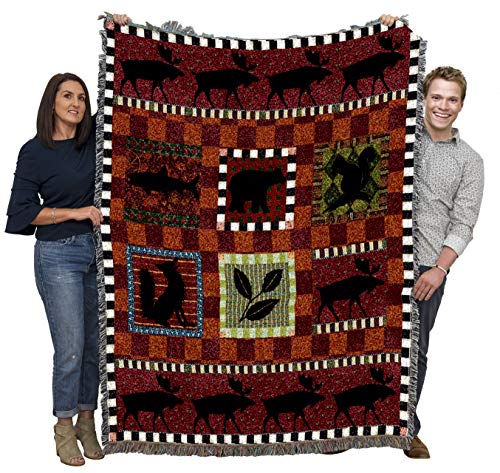 Pure Country Weavers Adirondack Lodge Blanket by Walter Robertson - Wildlife Lodge Cabin Gift Tapestry Throw Woven from Cotton - Made in The USA (72x54)