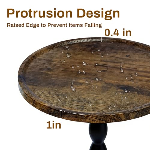Plant Stand Indoor, 11’’ Round Wood Plant Stand Shelf for Pots, Heavy Duty 50 lbs Pedestal Flower Pot Stand with Raised Edge, Mid Century Modern Wooden Plant Holder for Indoor Plants