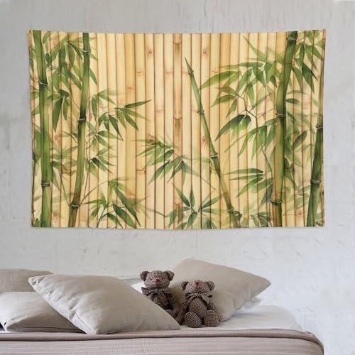 HZOHNAGO Bamboo Tapestry Chinese Style Green Leaves Printed Wall Tapestry Painting Wall Hanging for Bedroom Living Room Dorm 90" W x 60" H - color: Bamboo-6, size: 90"L x 60"W