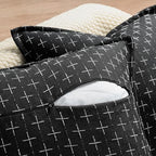 ZWJD Pillow Covers 24x24 Set of 2 Soft Polyester Textured Pillow Covers with Stylish Flange Edge Cozy Farmhouse Throw Pillows for Couch Bed Sofa Living Room - color: Black, size: 24" x 24" (Pack of 2)