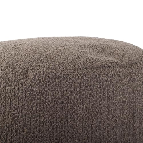 Howard Elliott Collection Barbet Round Foot Pouf Ottoman with Removable Zipper Cover, Woven Polyester Fabric Filled with Fiber and EPS Beads for Footrest or Extra Seating, 22x22x15 Inch, Chocolate - color: Brown