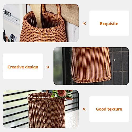 Woven Seagrass Storage Basket - Wall Mounted Planters with Rattan Flower Pot - Hanging Wicker Basket